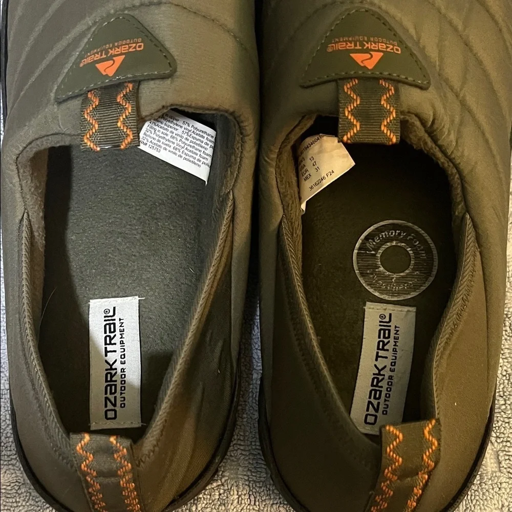 Ozark Trail Puffer Slippers in olive green